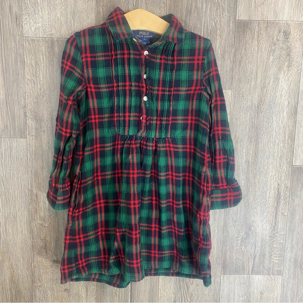 Polo Ralph Lauren Dress Girls 5 Plaid Red Green Holiday Cute